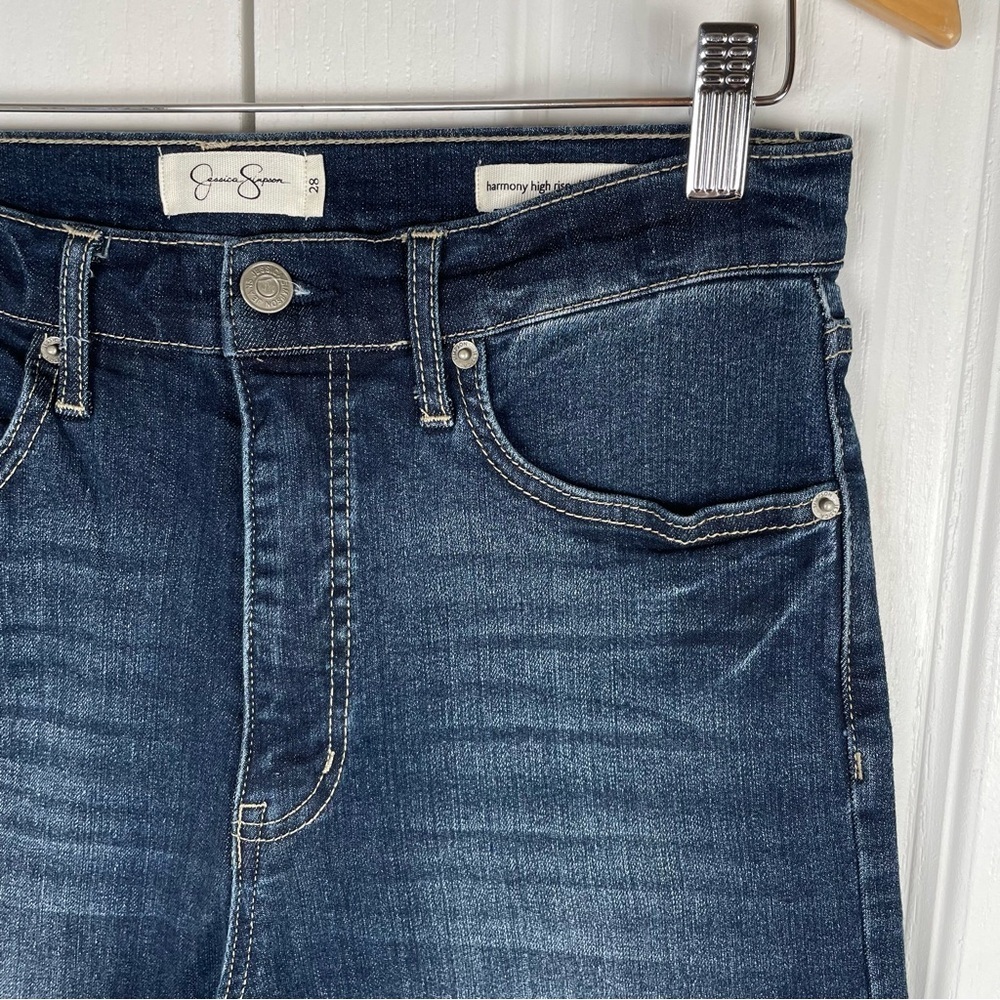 Jessica Simpson Harmony High Rise Slim Straight Jeans Women’s 28 Blue Dark Wash - Picture 5 of 16